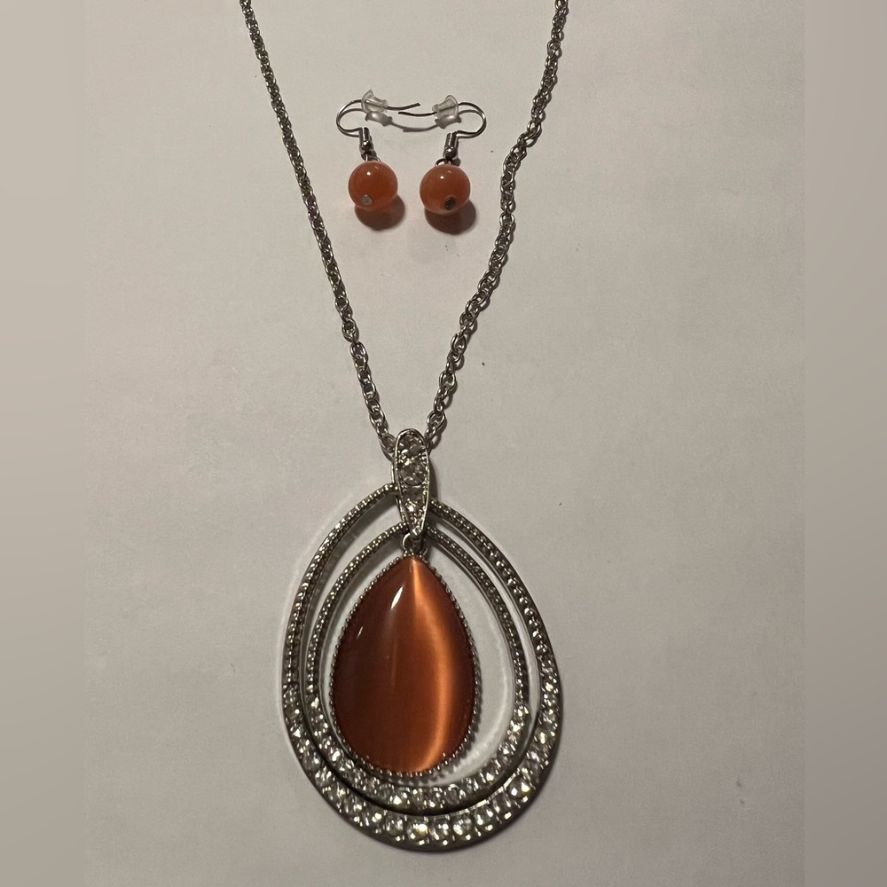 Oval orange cats eye glass set - Picture 5 of 8